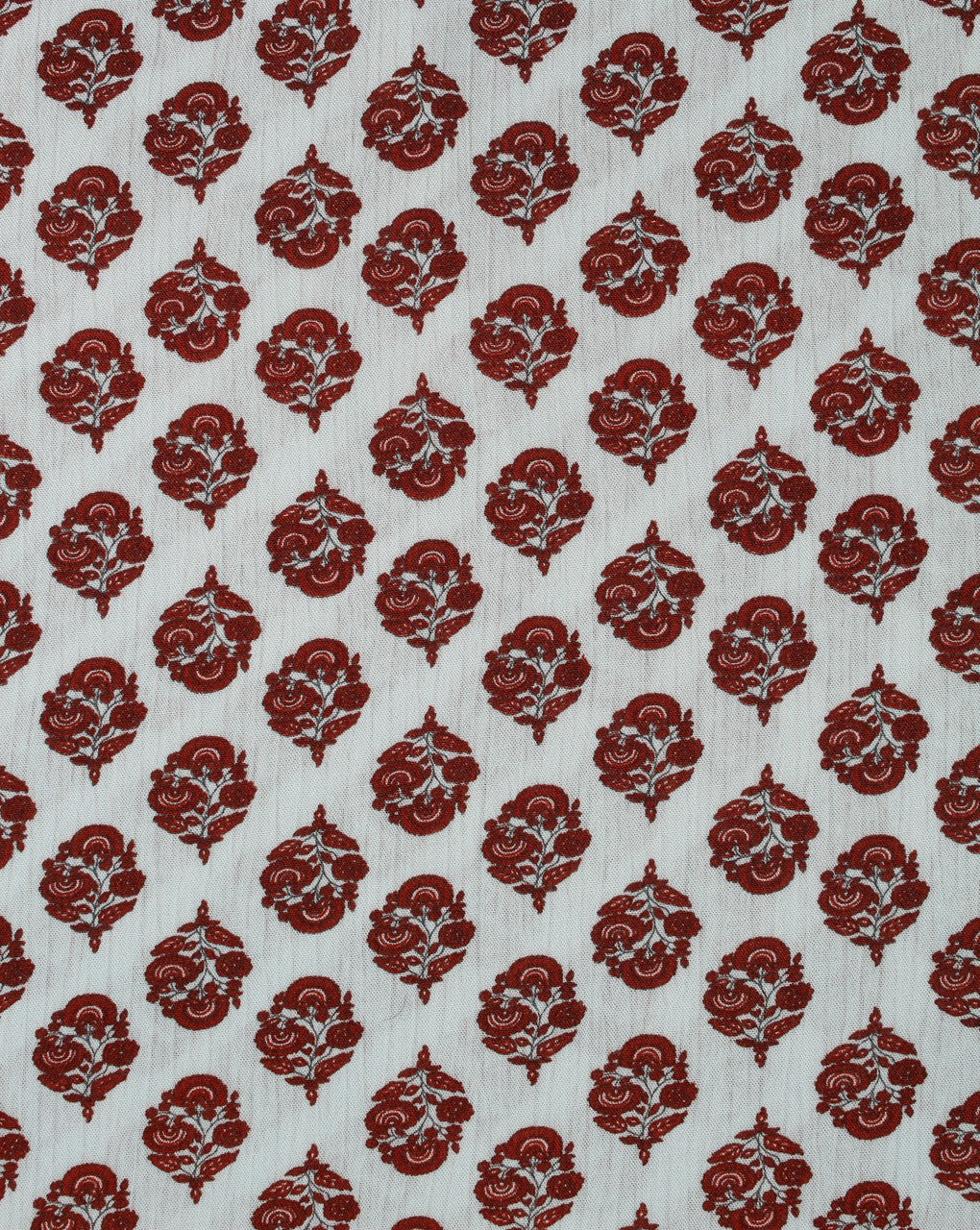 White And Maroon Floral Design Rayon Fabric