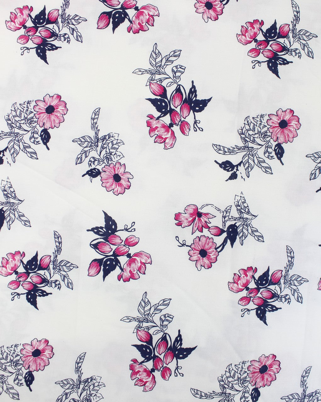 White And Multicolor Floral Design 2 Rayon Fabric