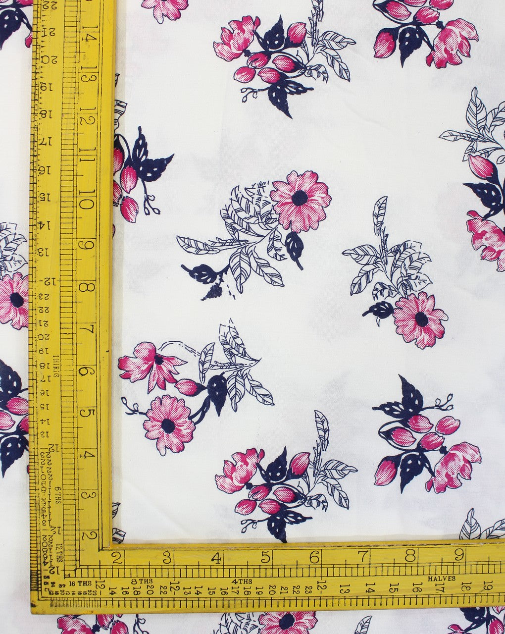 White And Multicolor Floral Design 2 Rayon Fabric