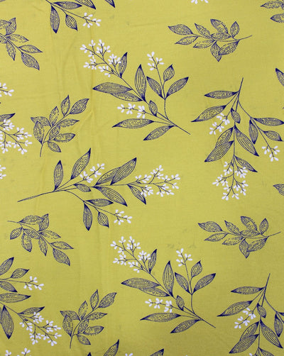 Yellow And Blue Floral Design Rayon Fabric