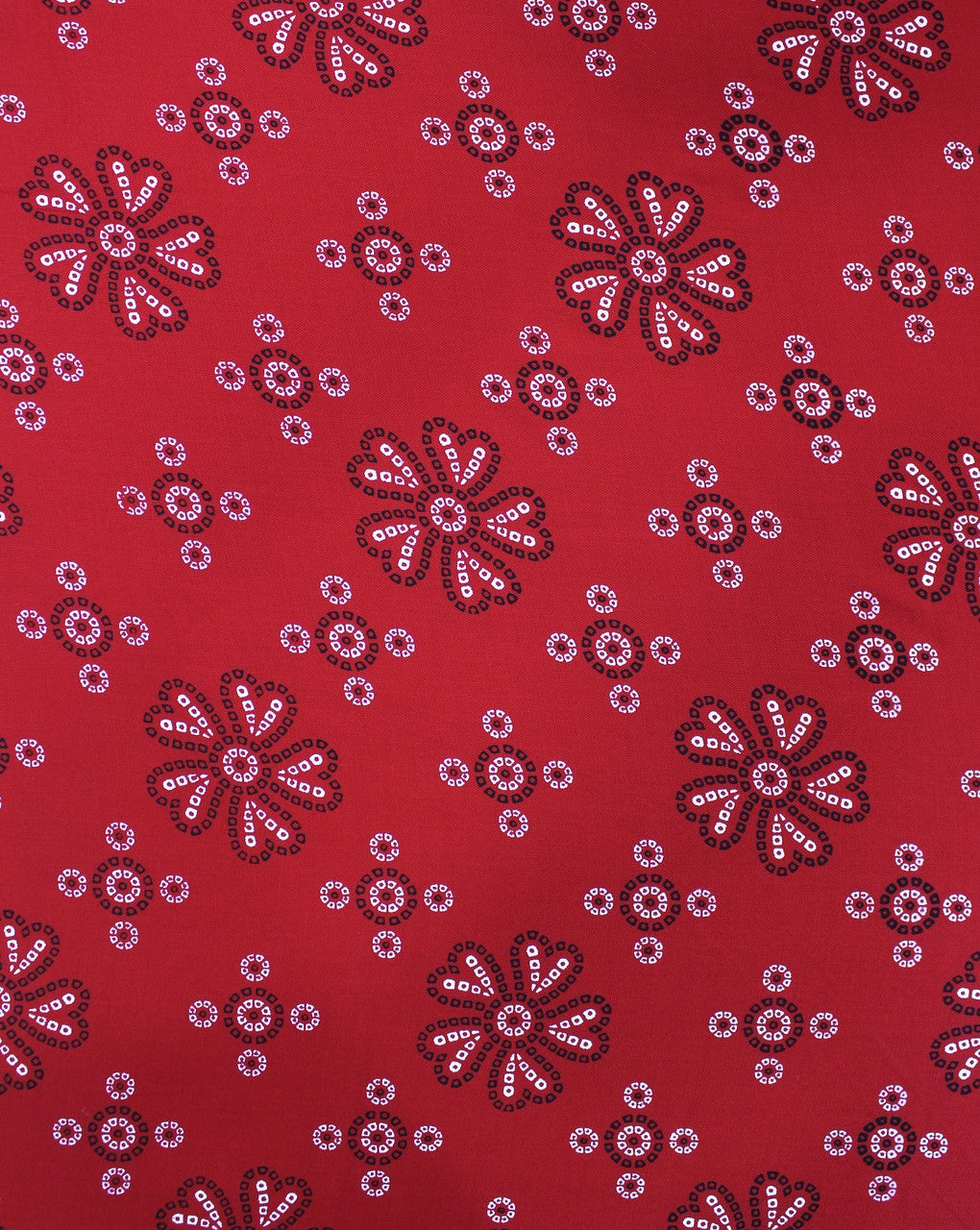 Red And White Floral Design Rayon Fabric