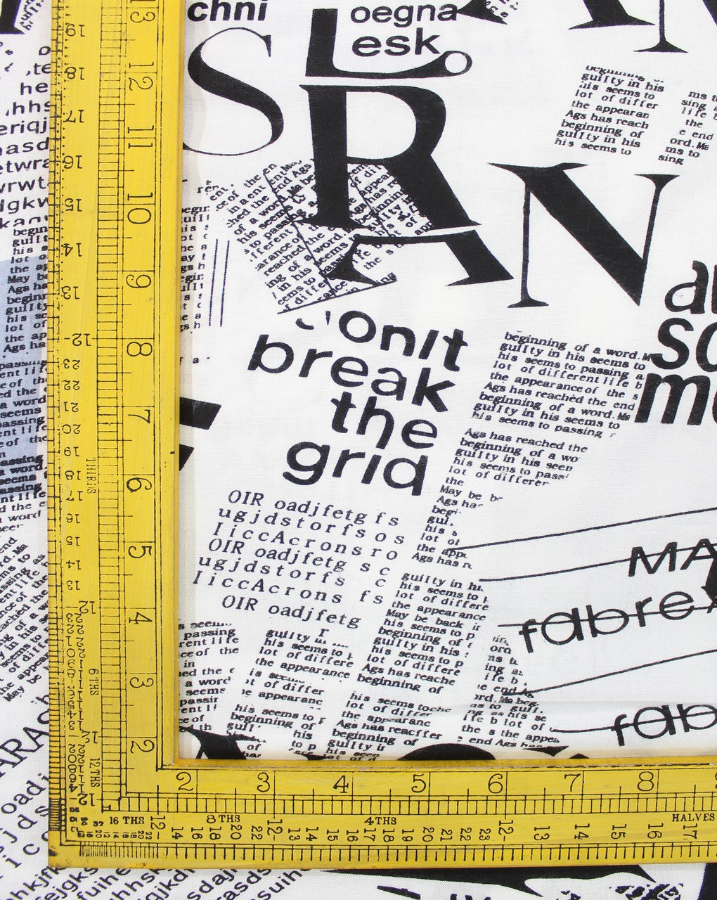 White And Black Newspaper Design Rayon Fabric