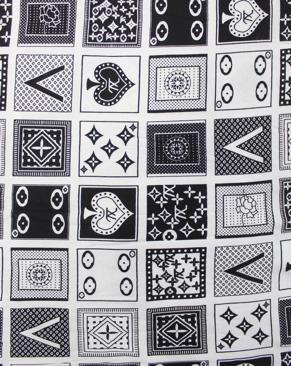 White And Black Abstract Design Rayon Fabric