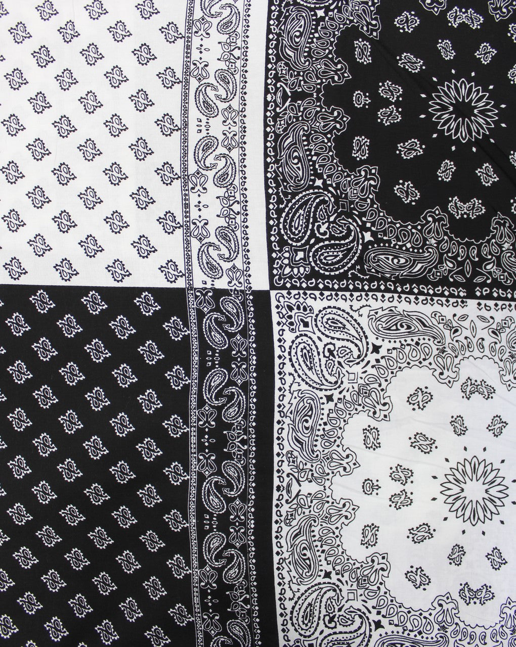 White And Black Paisley Design Rayon Fabric