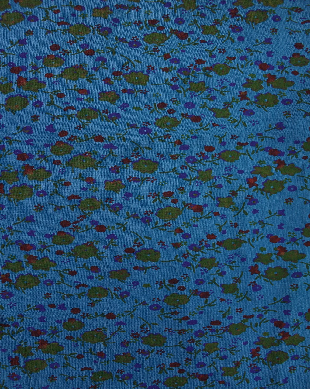 Dark Cyan And Multicolor Floral Print Rayon Fabric