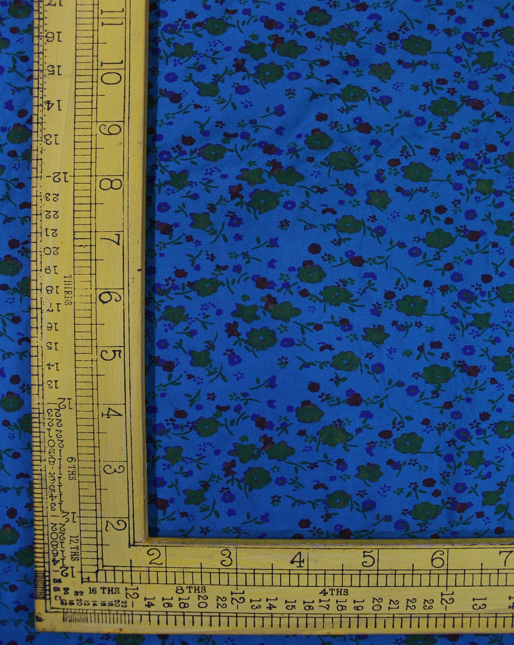 Dark Cyan And Multicolor Floral Print Rayon Fabric