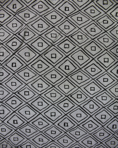 White And Black Abstract Design 1 Rayon Fabric