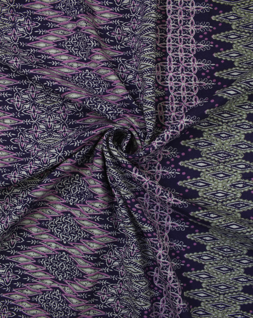 Purple And Multicolor Floral Design Rayon Fabric