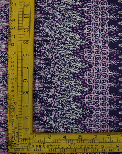Purple And Multicolor Floral Design Rayon Fabric