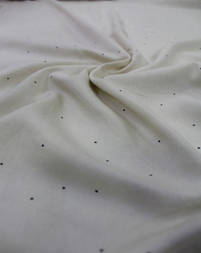 Cream And Black Polka Dot Print Rayon Fabric