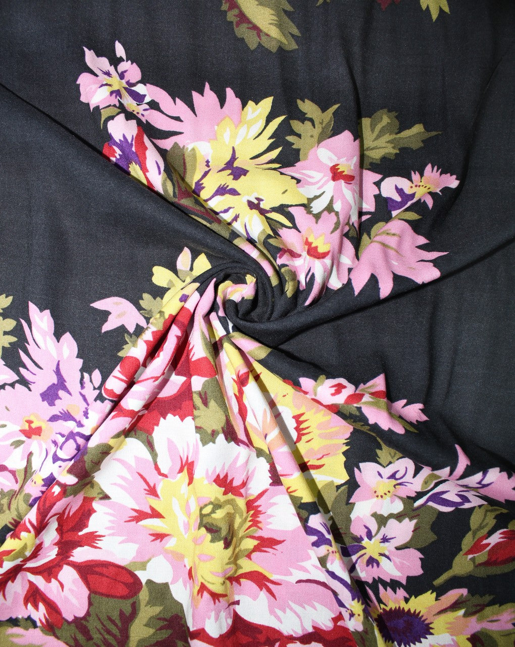 Pink And Multicolor Floral Print Rayon Fabric