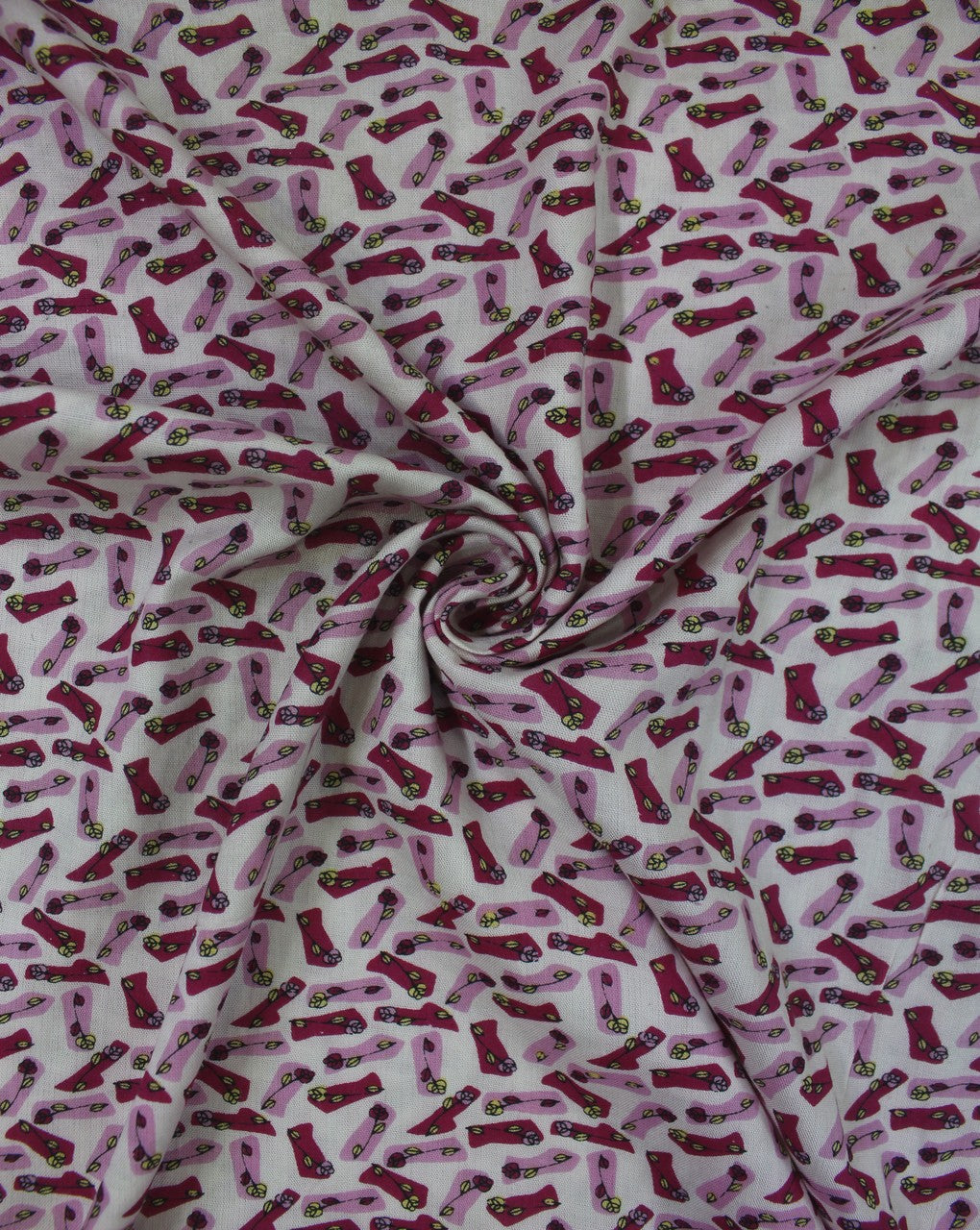 White And Multicolor Abstract Design Rayon Fabric