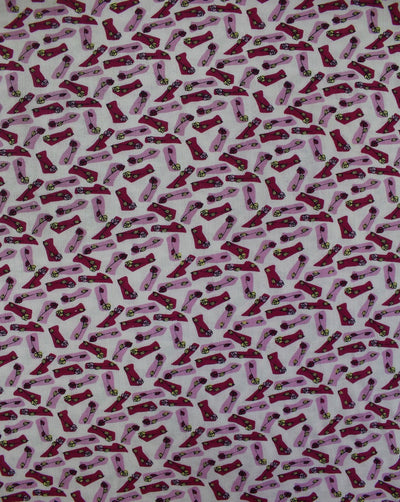 White And Multicolor Abstract Design Rayon Fabric