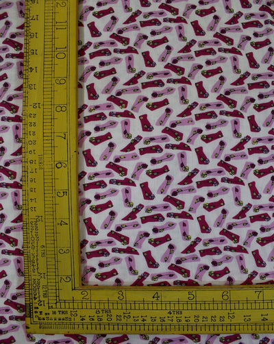 White And Multicolor Abstract Design Rayon Fabric