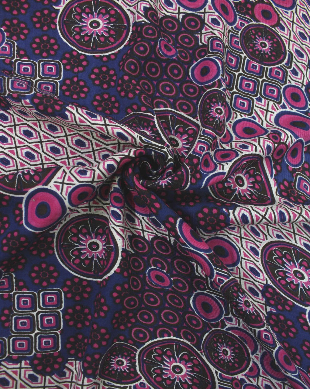 Cream And Multicolor Abstract Print Rayon Fabric