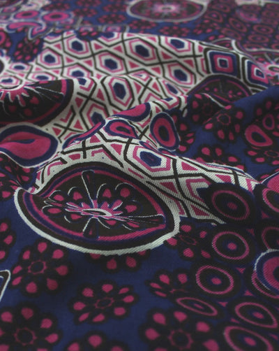 Cream And Multicolor Abstract Print Rayon Fabric