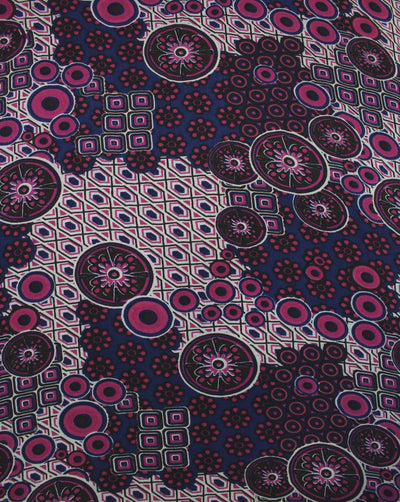 Cream And Multicolor Abstract Print Rayon Fabric