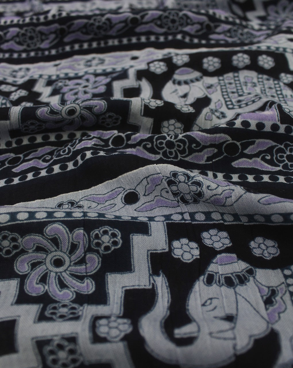 Black And Multicolor Animal Print Rayon Fabric