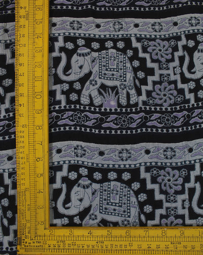 Black And Multicolor Animal Print Rayon Fabric