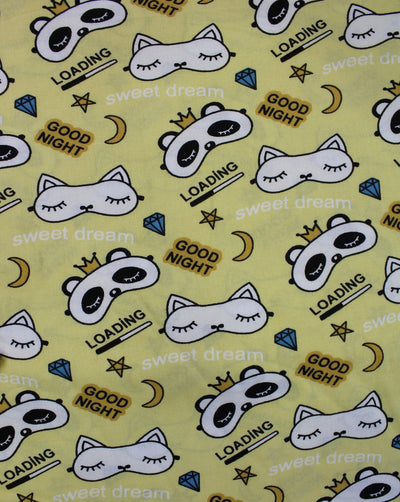 Yellow And Multicolor Kids Print Rayon Fabric