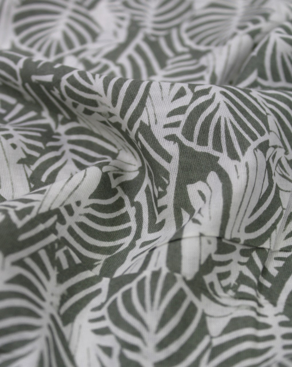 Green And White Abstract Print Rayon Fabric