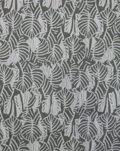 Green And White Abstract Print Rayon Fabric