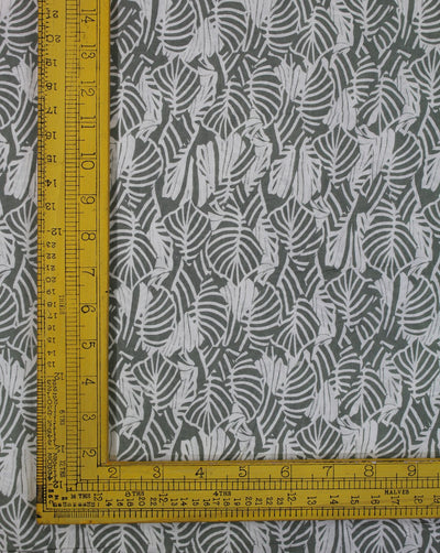Green And White Abstract Print Rayon Fabric