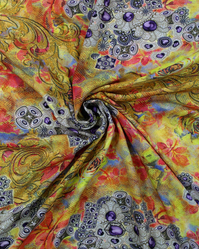 Multicolor Floral Design Polyester Crepe Digital Printed Fabric