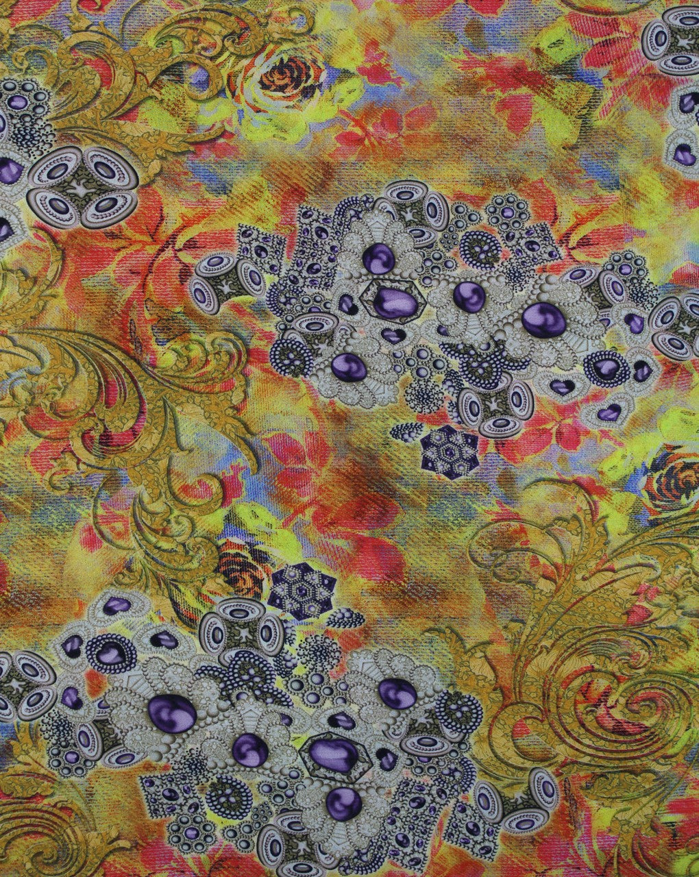 Multicolor Floral Design Polyester Crepe Digital Printed Fabric