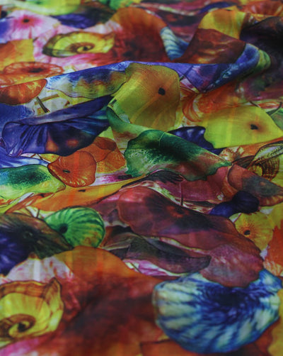 Multicolor Floral Design Polyester Crepe Digital Printed Fabric