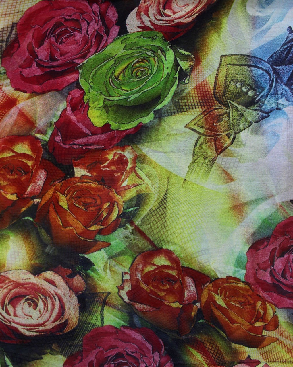 Multicolor Floral Design Polyester Georgette Digital Print Fabric