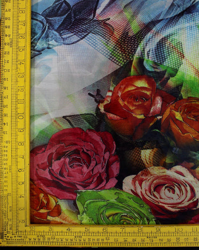 Multicolor Floral Design Polyester Georgette Digital Print Fabric