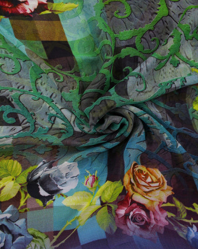 Multicolor Floral Design Polyester Georgette Digital Printed Fabric