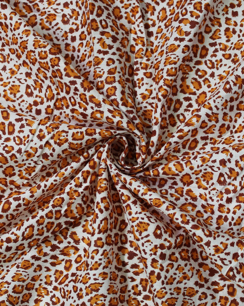 White And Orange Zebra Print Cotton Fabric