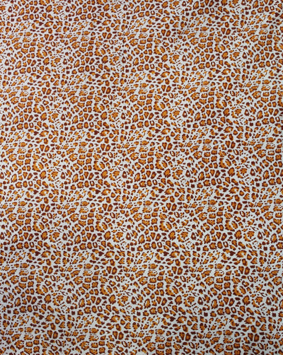 White And Orange Zebra Print Cotton Fabric