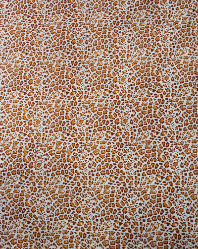 White And Orange Zebra Print Cotton Fabric