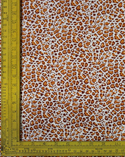 White And Orange Zebra Print Cotton Fabric