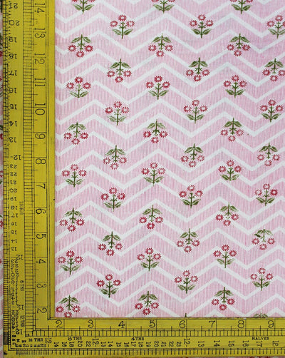 White And Pink Floral Print Cotton Fabric