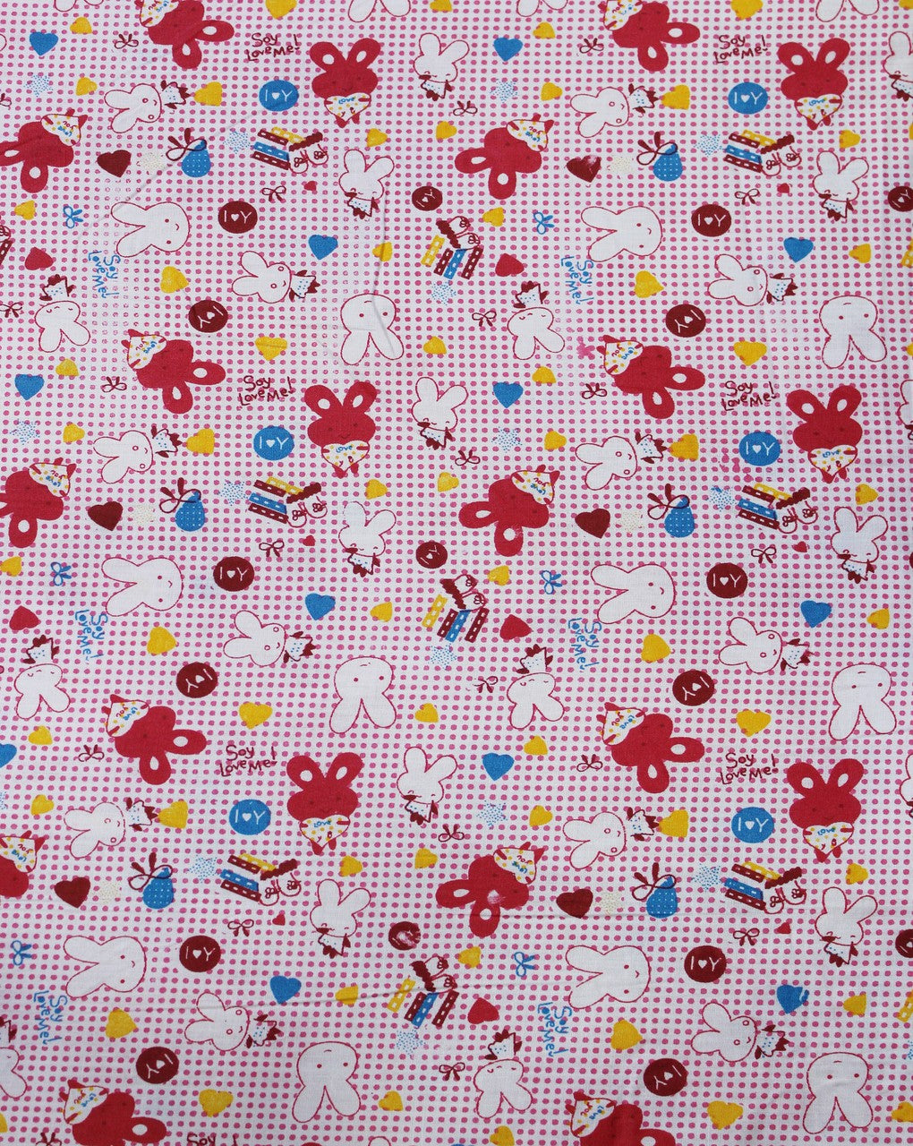 White And Multicolor Kids Print 4 Cotton Fabric