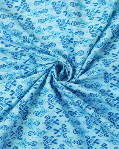 Light Blue And Dark Blue Paisley Print Cotton Fabric