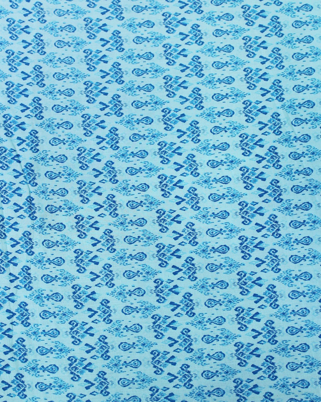 Light Blue And Dark Blue Paisley Print Cotton Fabric