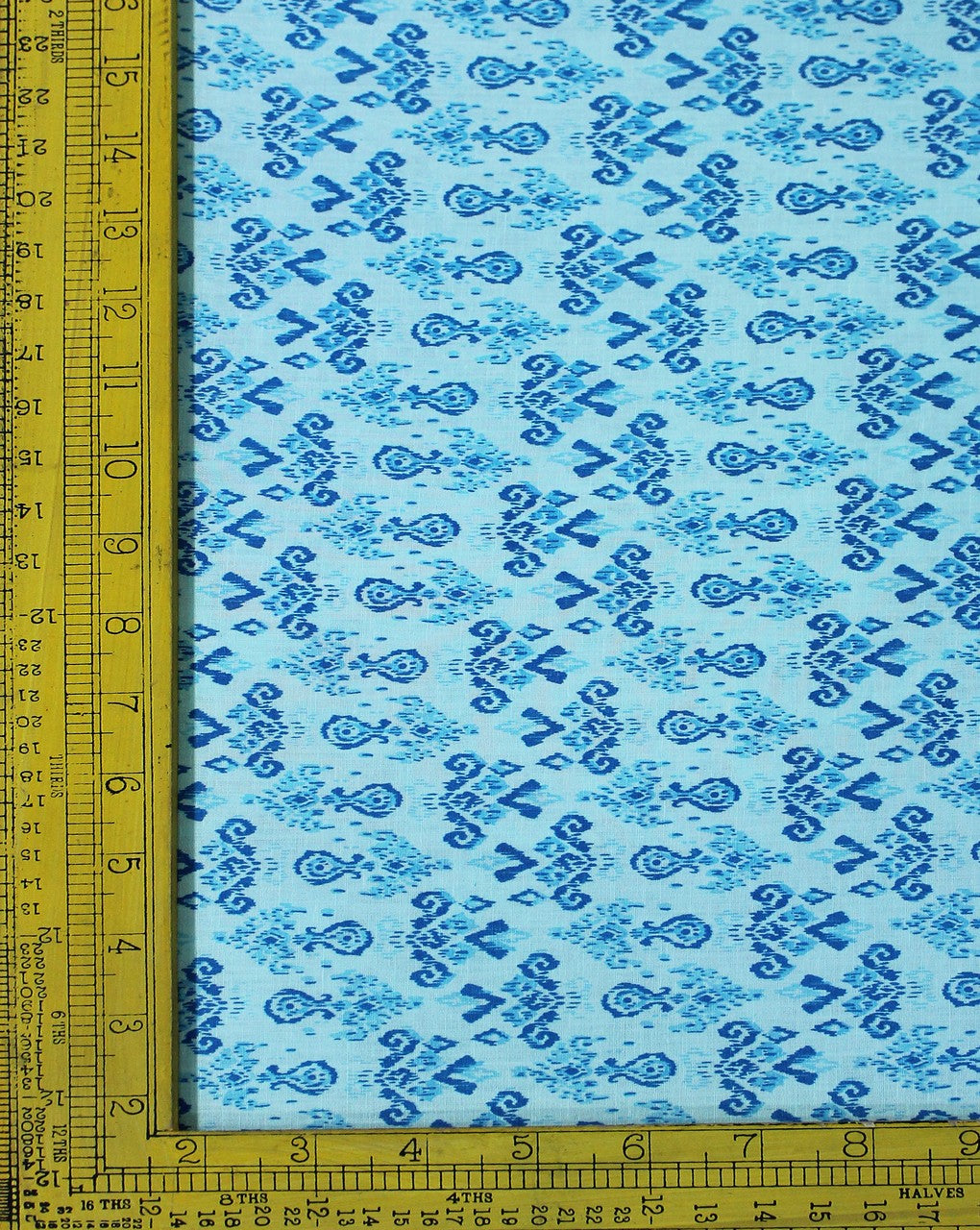 Light Blue And Dark Blue Paisley Print Cotton Fabric