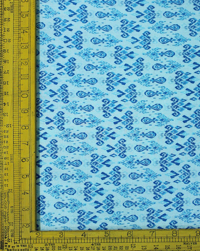 Light Blue And Dark Blue Paisley Print Cotton Fabric