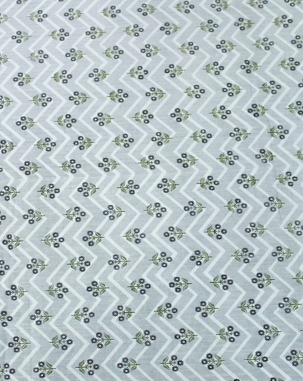 White And Multicolor Floral Design Cotton Fabric