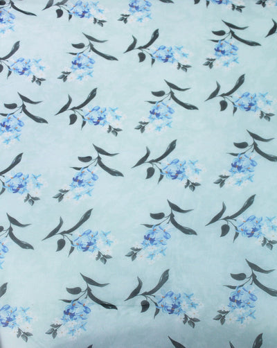 Light Blue And Multicolor Floral Design Polyester Organza Fabric