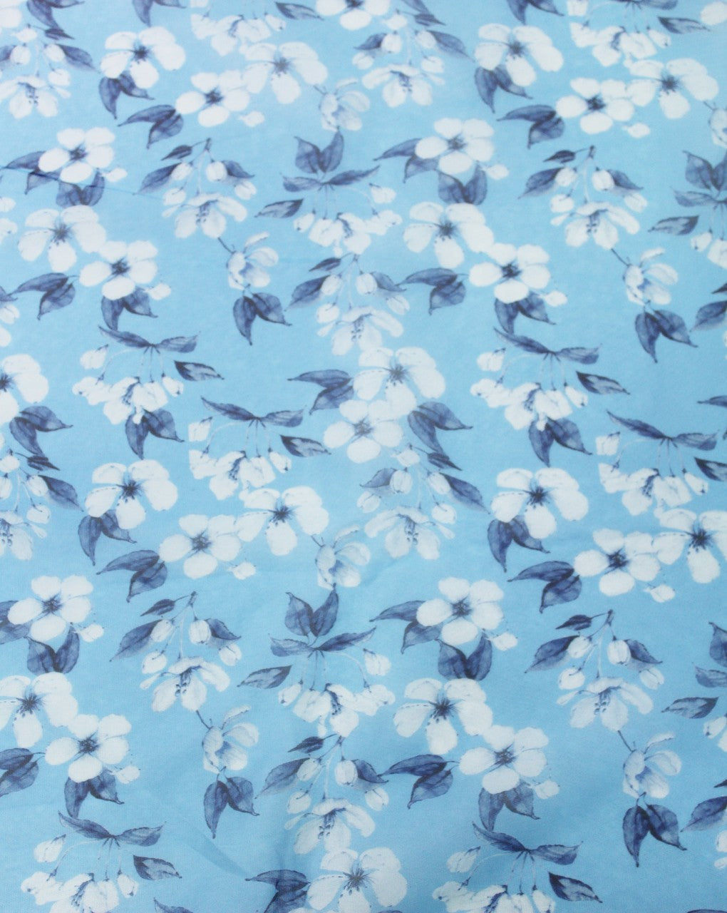 Light Blue And Multicolor Floral Design Polyester Organza Fabric