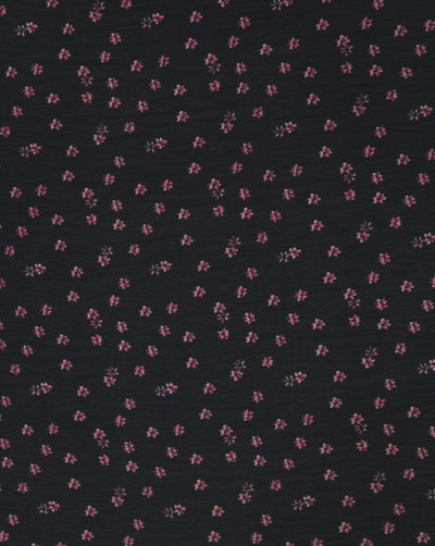 Black And Light Pink Floral Print Polyester Chiffon Fabric