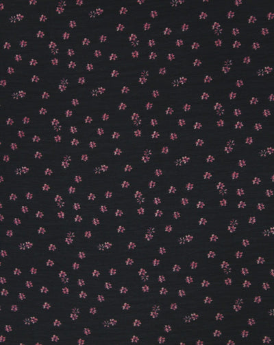Black And Light Pink Floral Print Polyester Chiffon Fabric