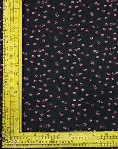 Black And Light Pink Floral Print Polyester Chiffon Fabric
