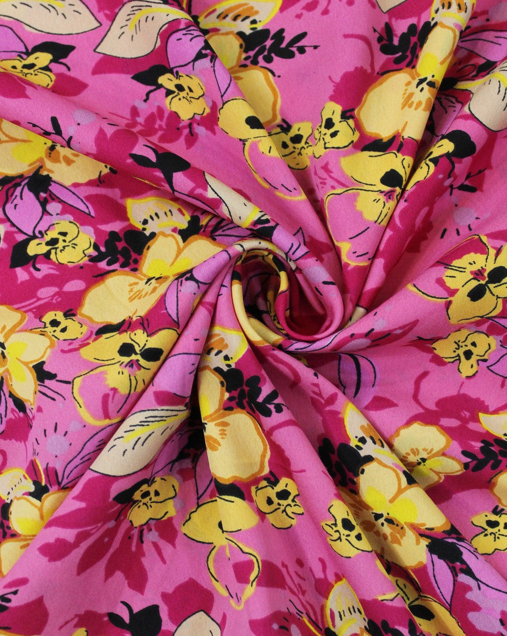 Light Pink And Multicolor Floral Print Polyester Crepe Fabric